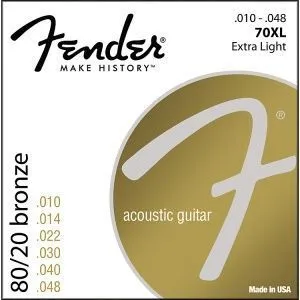 Fender New Acoustic 70XL 80/20 Bronze Ball End (10-48) Комплект струн для акустической гитары.