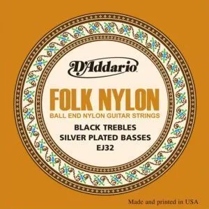 D'Addario EJ32 Folk Nylon Комплект струн для акустической гитары, шарик на конце.