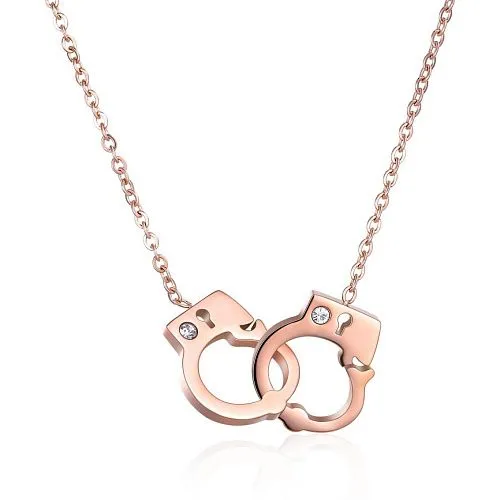 Кулон с цепочкой Наручники со стразами. Материал - металл. Цвет золотой.